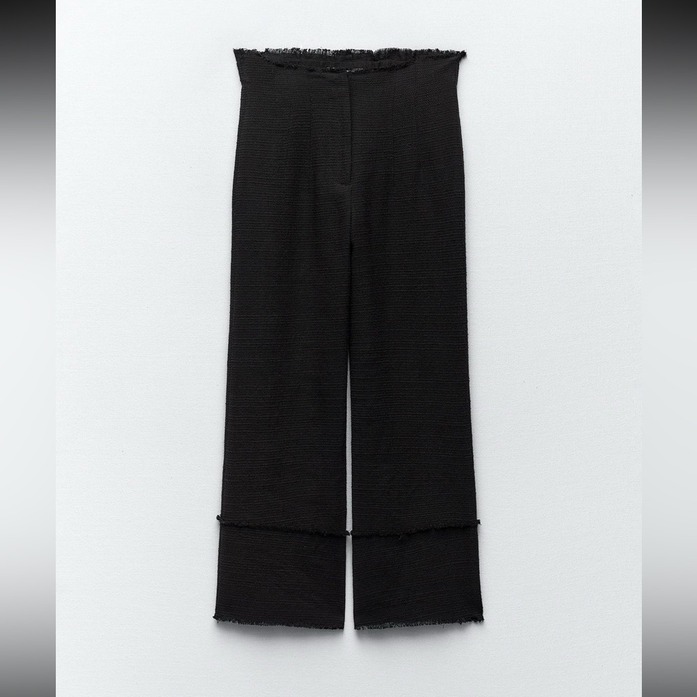 Zara Tweed Frayed Pants